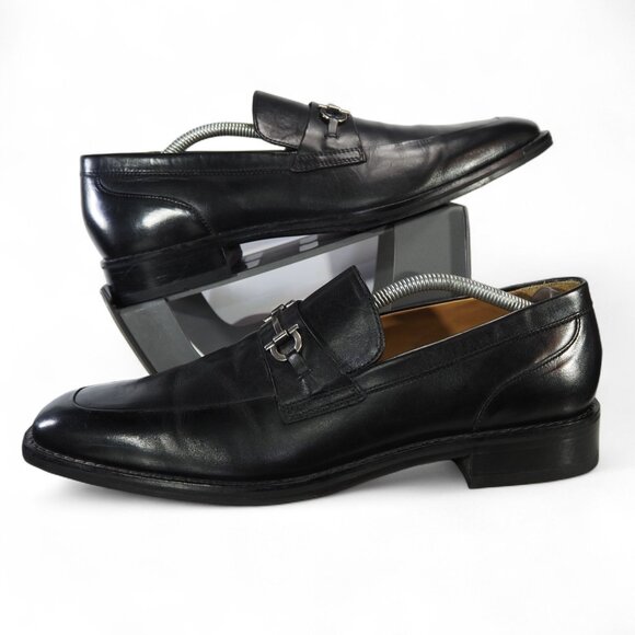 Cole Haan Martino Bit Leather Loafers Black Men's 11 M Black / Silver C06843 - Picture 1 of 11